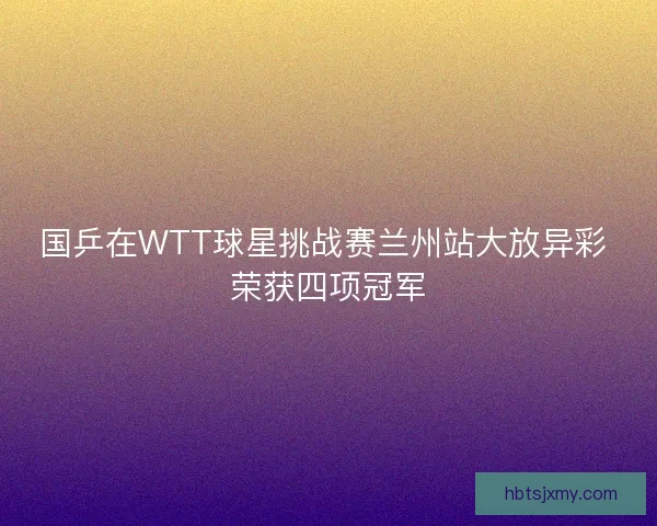 国乒在WTT球星挑战赛兰州站大放异彩 荣获四项冠军