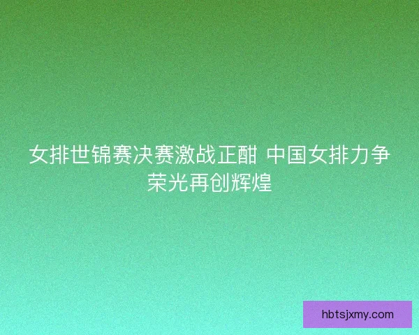 女排世锦赛决赛激战正酣 中国女排力争荣光再创辉煌