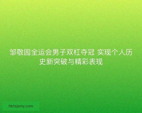 邹敬园全运会男子双杠夺冠 实现个人历史新突破与精彩表现