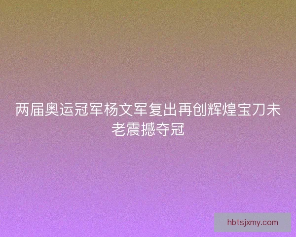 两届奥运冠军杨文军复出再创辉煌宝刀未老震撼夺冠