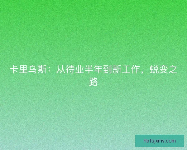 卡里乌斯:从待业半年到新工作,蜕变之路 卡里乌斯:从待业半年到新工作,蜕变之路
